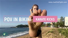 【JustHotFight】POV IN BIKINI - KARATE KICKS